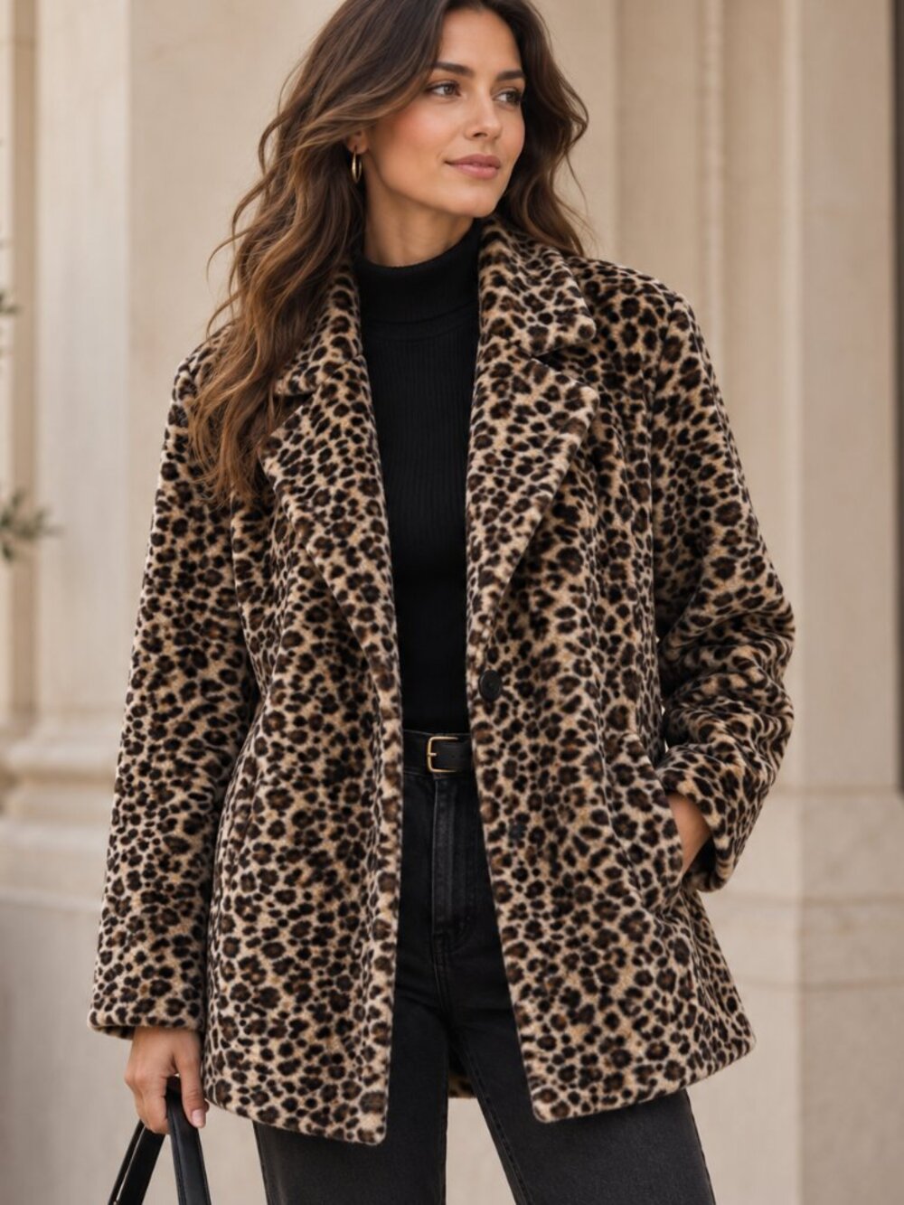 Leopard Faux Fur Coat Cheetah Animal Print Y2K Statement Glam Vintage Mob Wife
